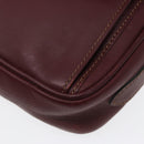 CARTIER Shoulder Bag Leather Bordeaux Gold Auth 87277-14