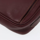 CARTIER Shoulder Bag Leather Bordeaux Gold Auth 87277-15