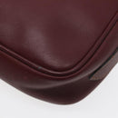 CARTIER Shoulder Bag Leather Bordeaux Gold Auth 87277-17