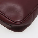CARTIER Shoulder Bag Leather Bordeaux Gold Auth 87277-18