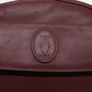 CARTIER Shoulder Bag Leather Bordeaux Gold Auth 87277-19