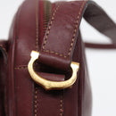 CARTIER Shoulder Bag Leather Bordeaux Gold Auth 87277-20