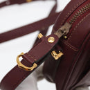 CARTIER Shoulder Bag Leather Bordeaux Gold Auth 87277-9
