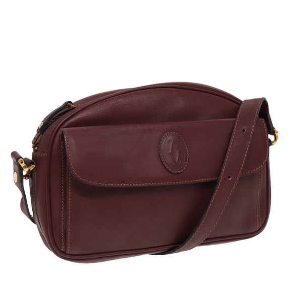 CARTIER Schoudertas Leer Bordeaux Goud Origineel 87277