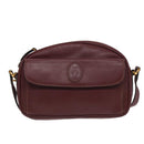 CARTIER Shoulder Bag Leather Bordeaux Gold Auth 87277-13