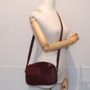 CARTIER Shoulder Bag Leather Bordeaux Gold Auth 87277-25