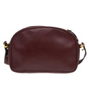 CARTIER Shoulder Bag Leather Bordeaux Gold Auth 87277-2