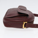 CARTIER Shoulder Bag Leather Bordeaux Gold Auth 87277-3