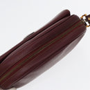 CARTIER Shoulder Bag Leather Bordeaux Gold Auth 87277-6