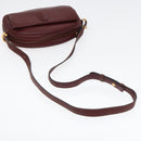 CARTIER Shoulder Bag Leather Bordeaux Gold Auth 87277-7