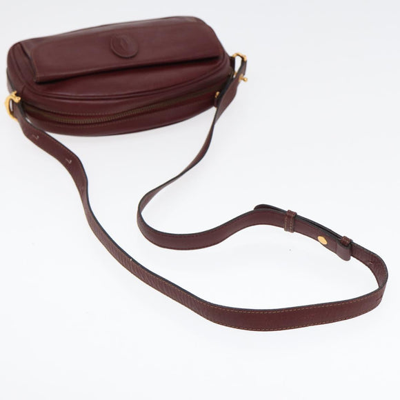 CARTIER Schoudertas Leer Bordeaux Goud Origineel 87277
