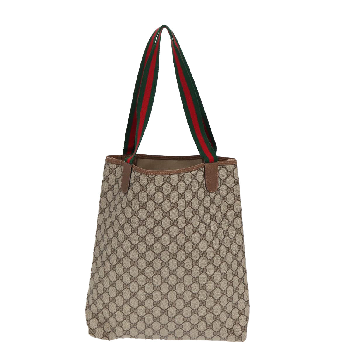 GUCCI GG Supreme Web Sherry Line Tote Bag PVC Leather Beige 39 02 003 Auth 87281 - 0