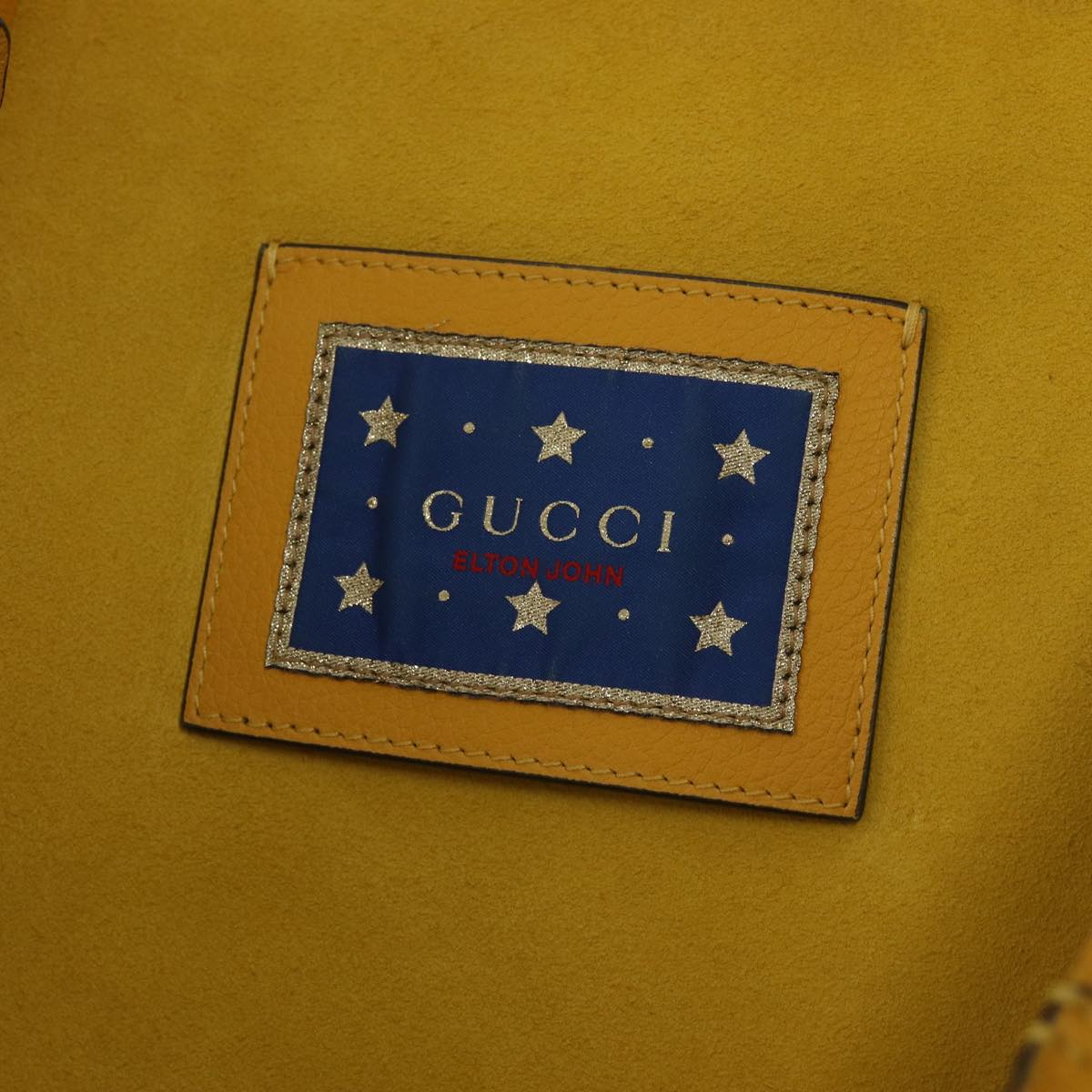 GUCCI Elton John Capsule Collection Tote Bag Leather Yellow 512982 Auth 87284