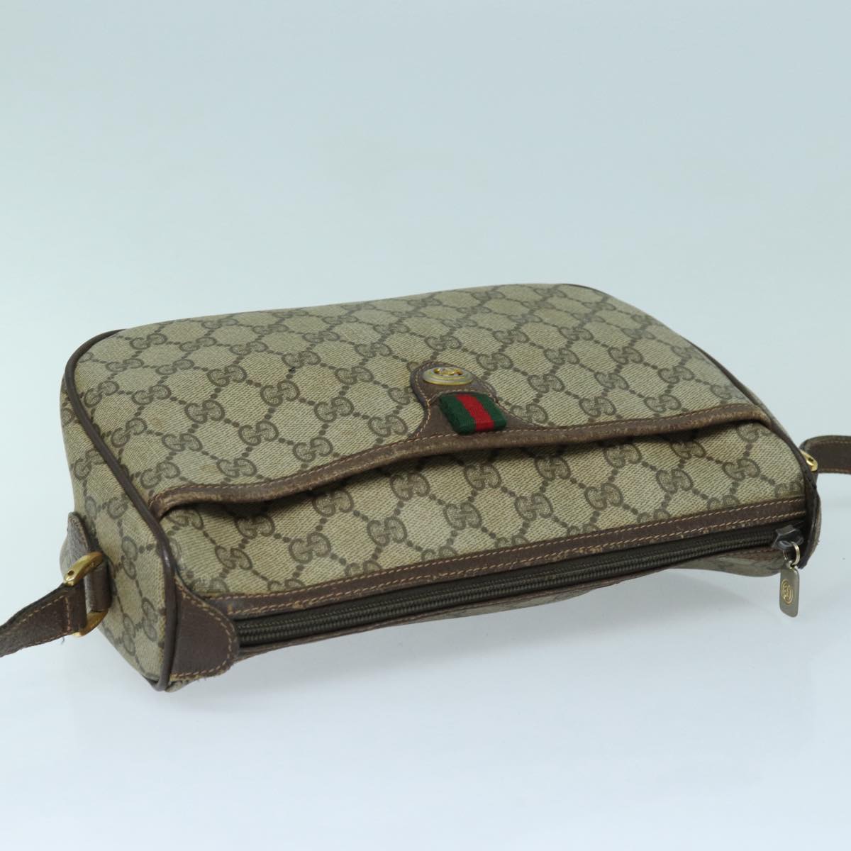 GUCCI GG Supreme Shoulder Bag PVC Leather Beige Brown gold 89 02 077 Auth 87295