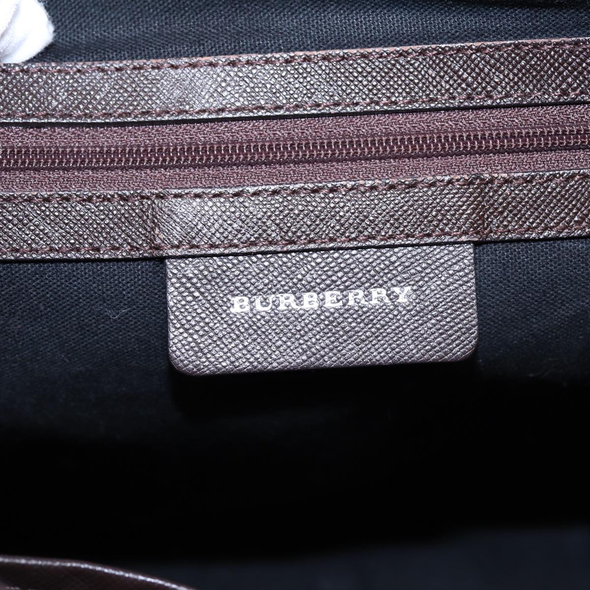 BURBERRY Nova Check Shoulder Bag Canvas Beige Silver Auth 87300