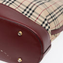 BURBERRY Nova Check Tote Bag Canvas Leather Beige Bordeaux Auth 87306-14