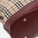 BURBERRY Nova Check Tote Bag Canvas Leather Beige Bordeaux Auth 87306-15