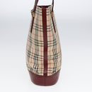BURBERRY Nova Check Tote Bag Canvas Leather Beige Bordeaux Auth 87306-3