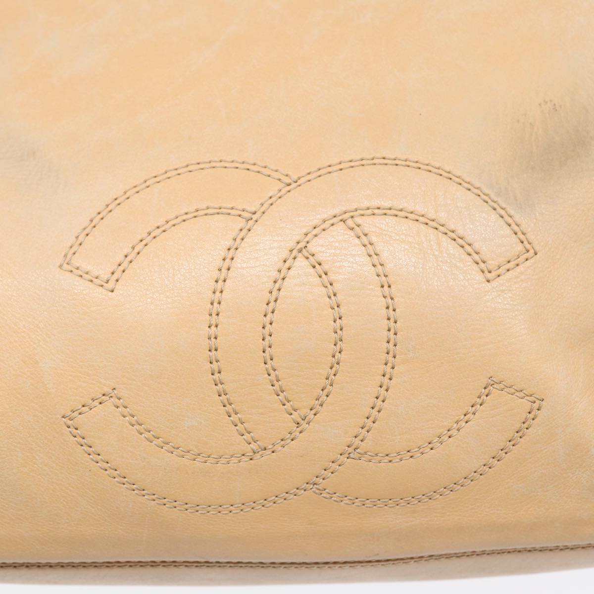 CHANEL COCO Mark Shoulder Bag Leather Beige CC Auth 87307