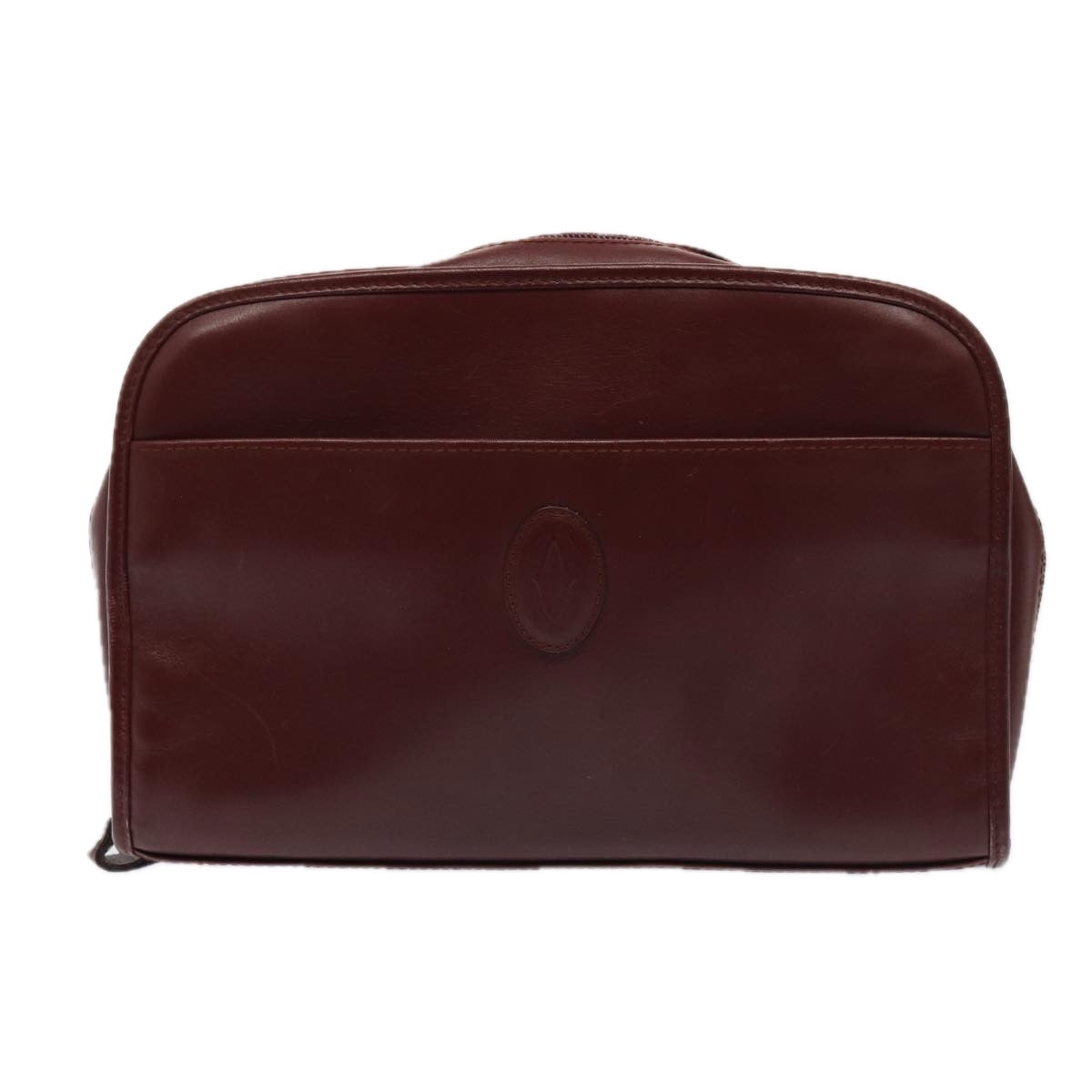 CARTIER Clutch Bag Leather 2Set Bordeaux Auth 87324 - 0