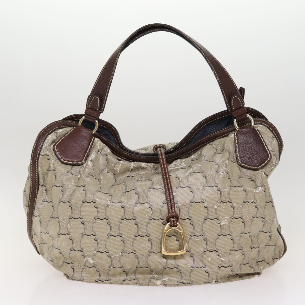 CELINE Macadam Canvas Shoulder Bag 2Set Brown Gray Auth 87325