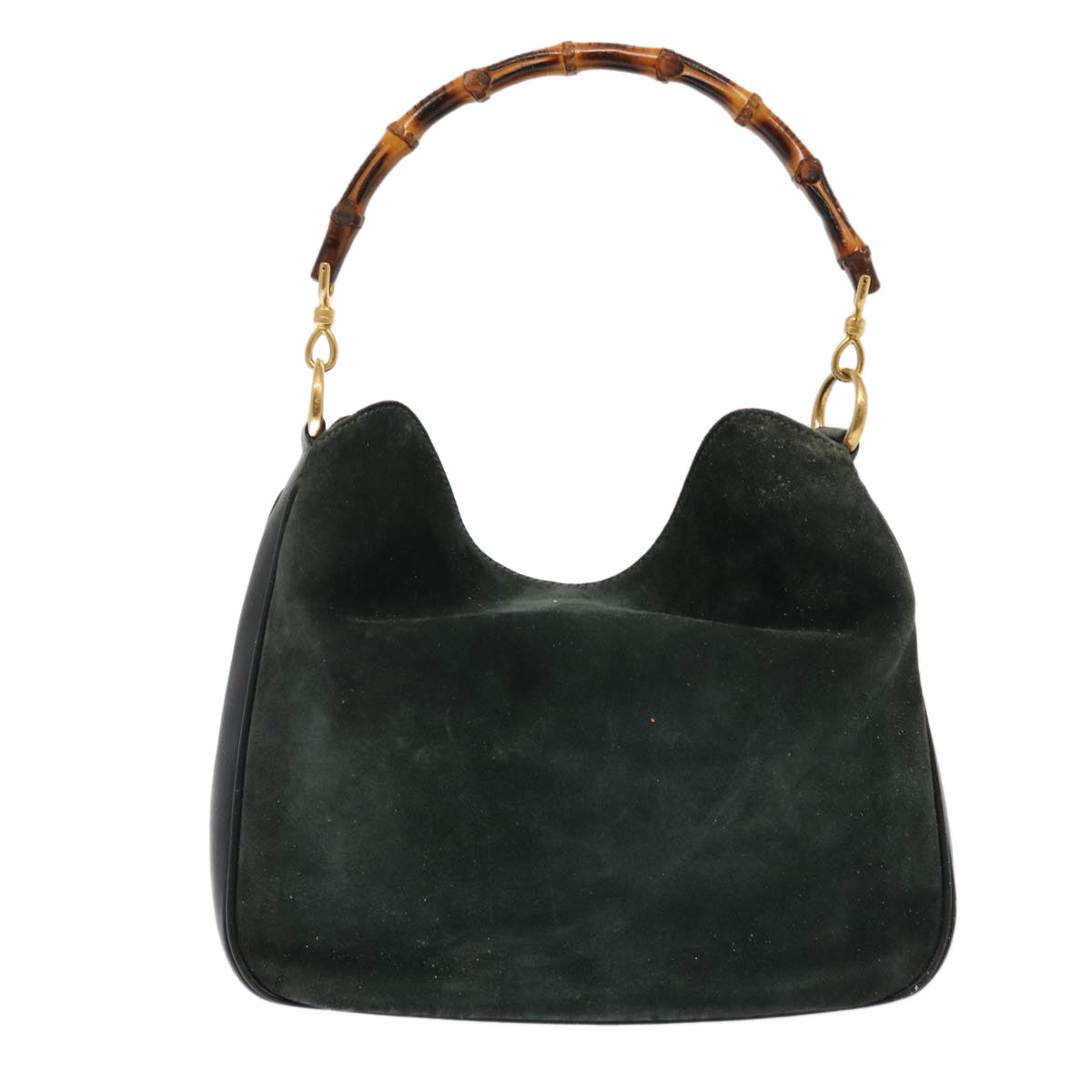 GUCCI Bamboo Hand Bag Suede 2way Green Auth 87329 - 0