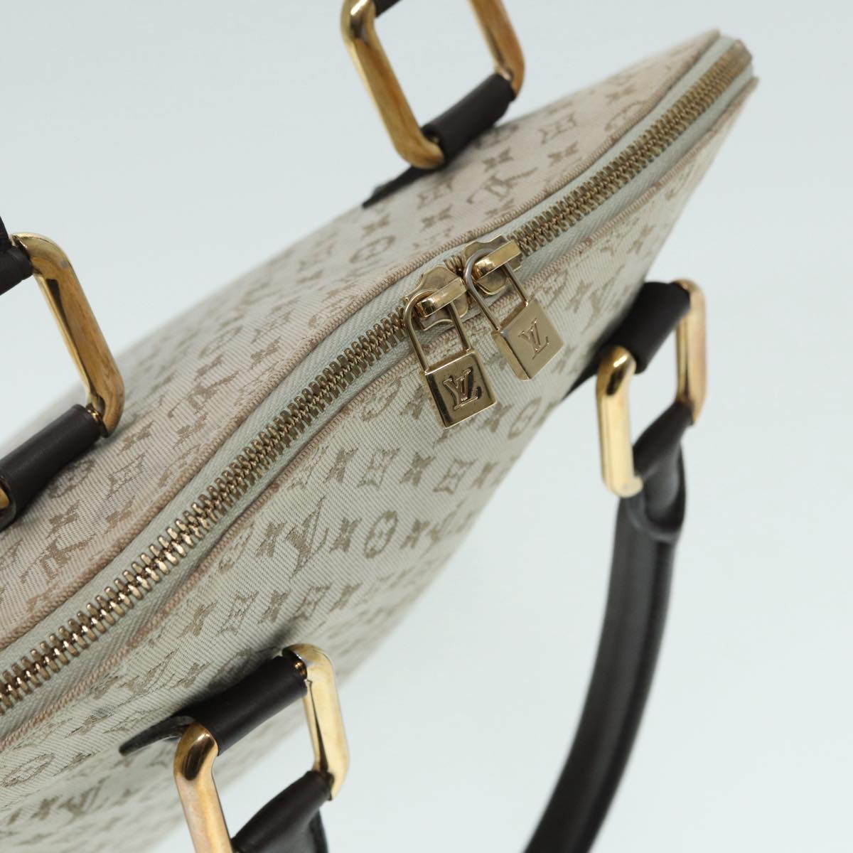 LOUIS VUITTON Monogram Mini Alma Haut Hand Bag Khaki M92203 LV Auth 87332