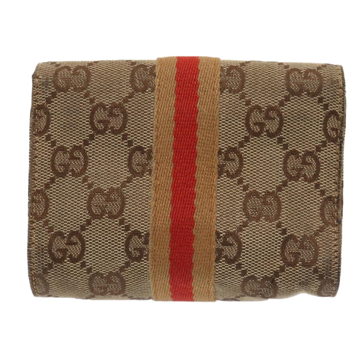 GUCCI GG Canvas Sherry Line Pouch Beige Red Brown 039 1055 2404 Auth 87336