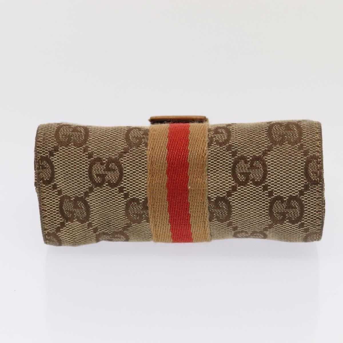 GUCCI GG Canvas Sherry Line Pouch Beige Red Brown 039 1055 2404 Auth 87336