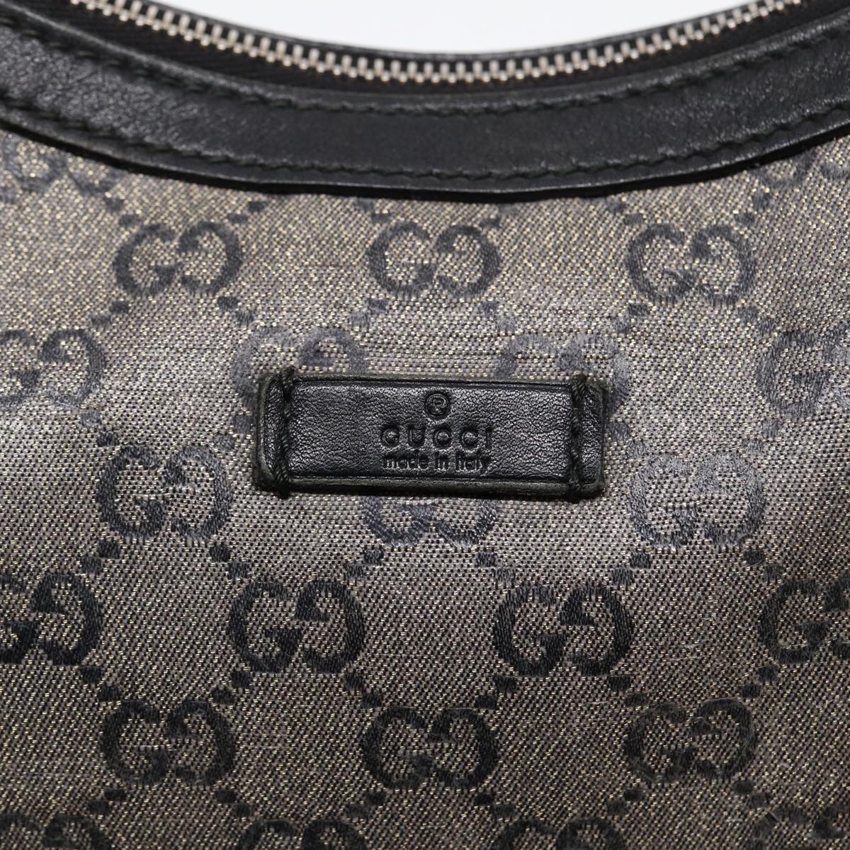 GUCCI GG Crystal Shoulder Bag Coated Canvas Silver Black 181092 Auth 87343