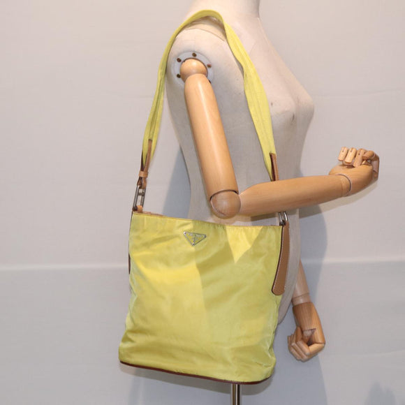 PRADA Shoulder Bag Nylon Yellow Auth 87348