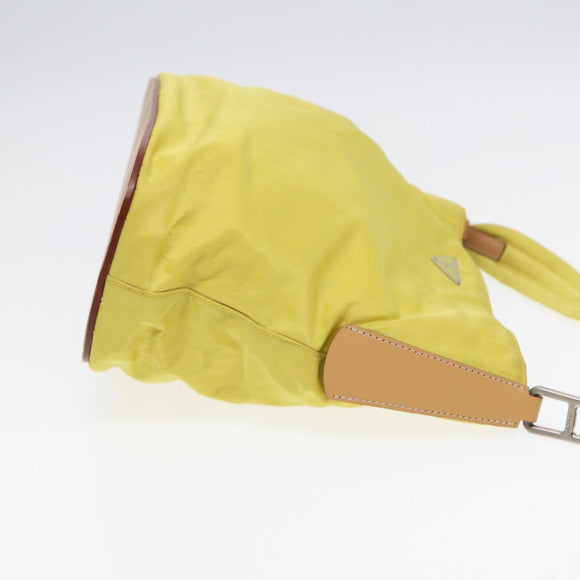 PRADA Schoudertas Nylon Geel Auth 87348
