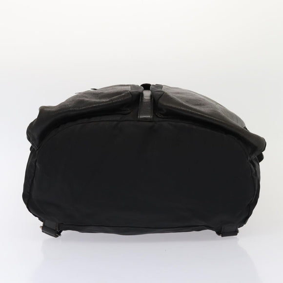 PRADA Rugzak Nylon Leer Zwart Auth 87351