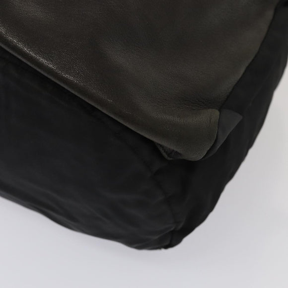 PRADA Rugzak Nylon Leer Zwart Auth 87351