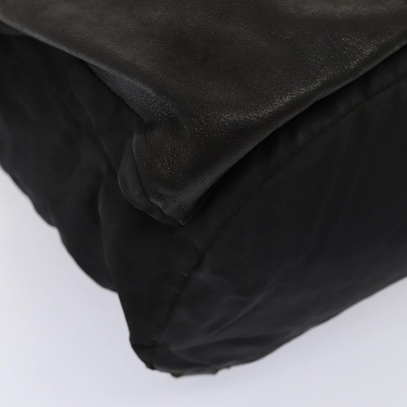 PRADA Rugzak Nylon Leer Zwart Auth 87351