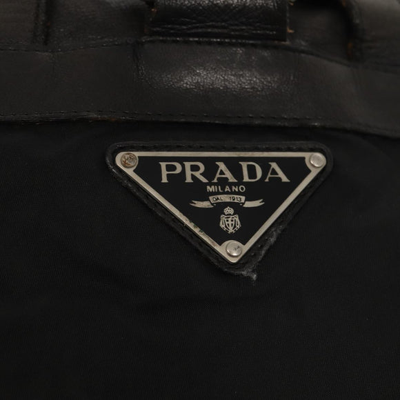 PRADA Rugzak Nylon Leer Zwart Auth 87351