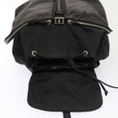 PRADA Rugzak Nylon Leer Zwart Auth 87351-21