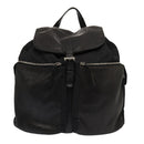 PRADA Rugzak Nylon Leer Zwart Auth 87351-13