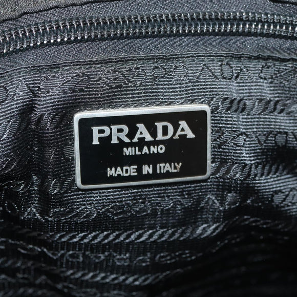 PRADA Rugzak Nylon Leer Zwart Auth 87351