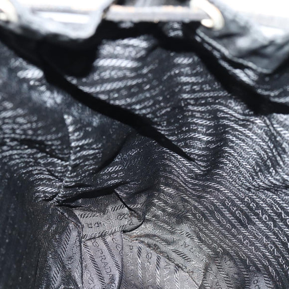 PRADA Rugzak Nylon Leer Zwart Auth 87351