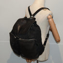 PRADA Rugzak Nylon Leer Zwart Auth 87351-29