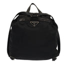 PRADA Rugzak Nylon Leer Zwart Auth 87351-2
