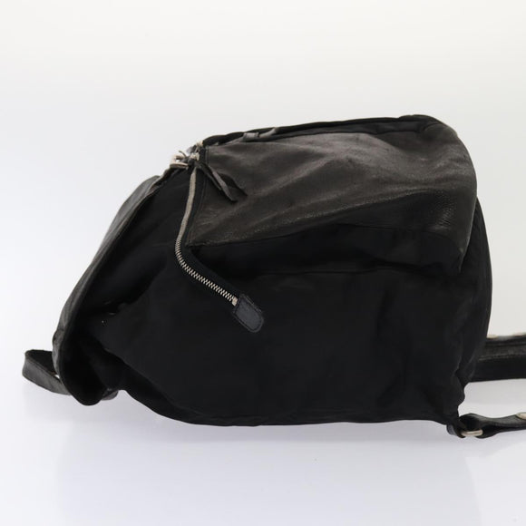 PRADA Rugzak Nylon Leer Zwart Auth 87351
