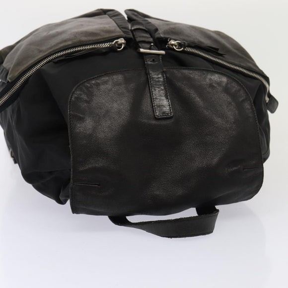 PRADA Rugzak Nylon Leer Zwart Auth 87351
