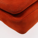 PRADA Shoulder Bag Suede Orange Silver Auth 87356-14
