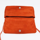 PRADA Shoulder Bag Suede Orange Silver Auth 87356-10