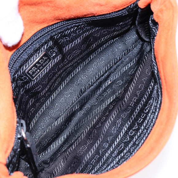 PRADA Shoulder Bag Suede Orange Silver Auth 87356