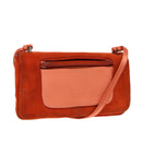 PRADA Shoulder Bag Suede Orange Silver Auth 87356-1