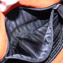 PRADA Schultertasche Wildleder Orange Silber Auth 87356-23