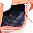 PRADA Shoulder Bag Suede Orange Silver Auth 87356-24